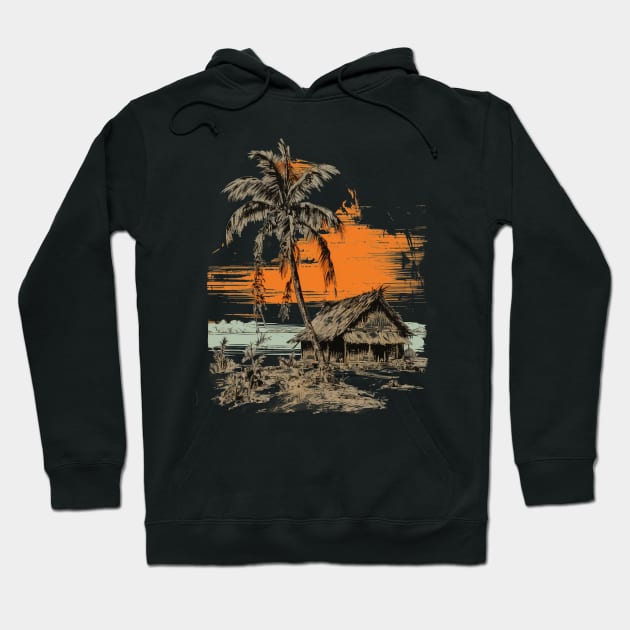 Tiki Hut Hoodie by Retro Travel Design